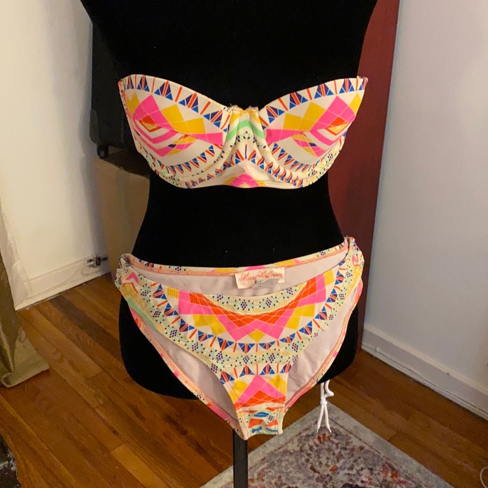 Mara Hoffman bright color strapless bikini